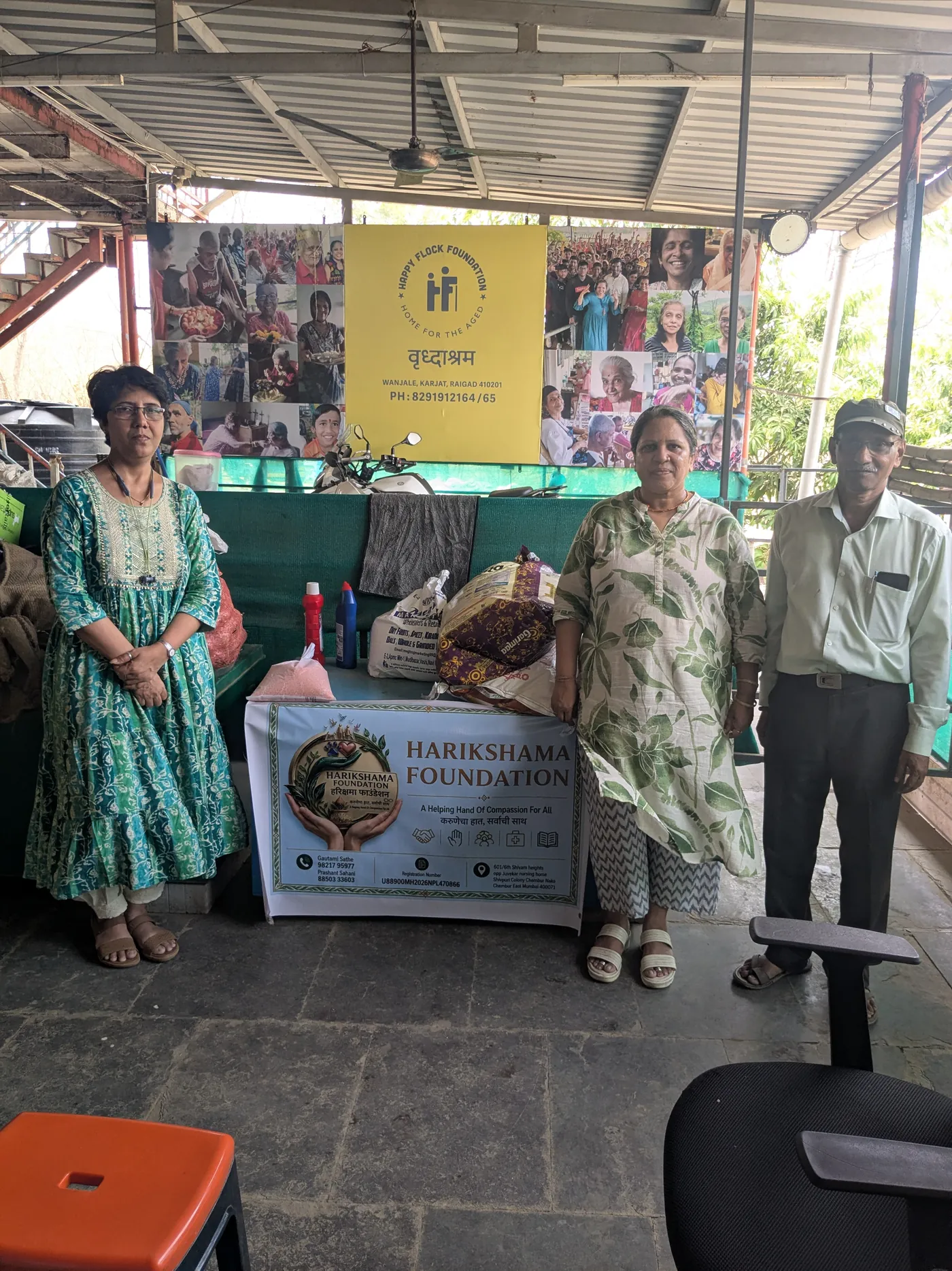 HariKshama Foundation team with residents and staff at Happy Flock Old Age Home, Karjat